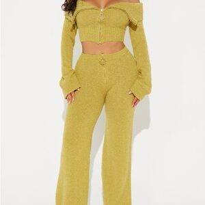 Elegant Mustard Off-Shoulder Knit Set